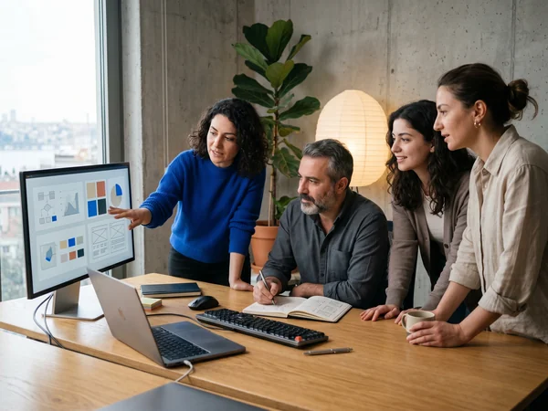 Creative team producing short form video and static ad creative for paid advertising campaigns