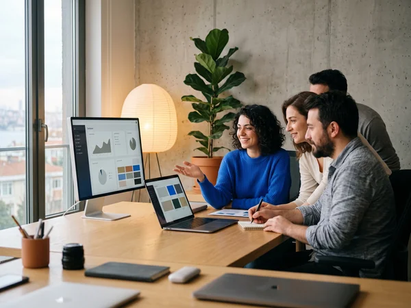 Benji's Digital Shopify agency team collaborating in a modern Istanbul office