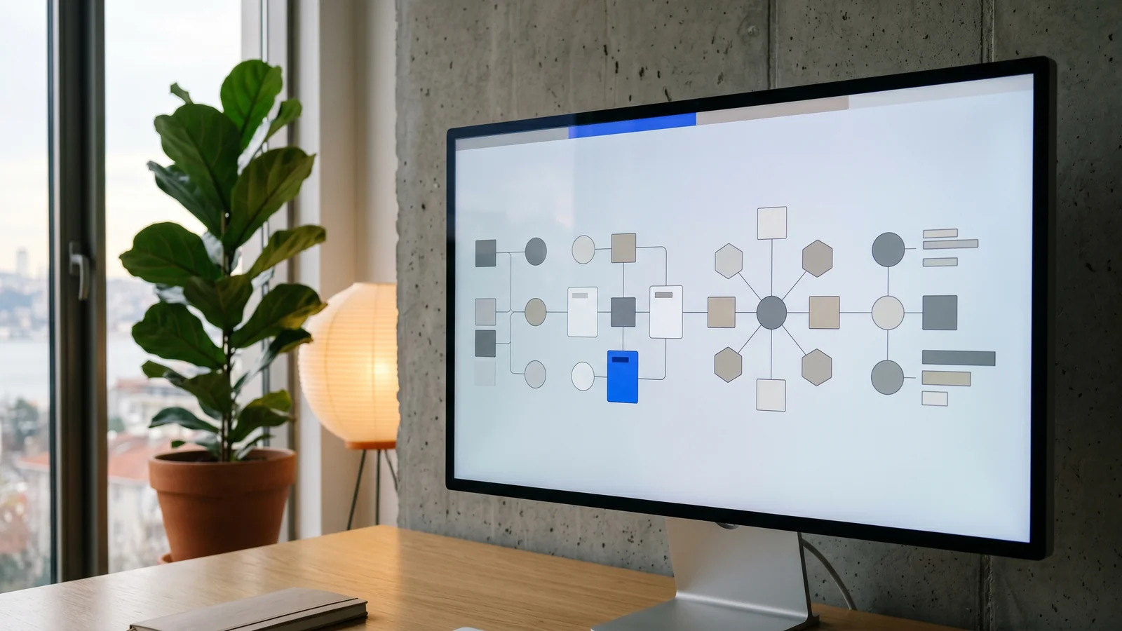 Four-step LinkedIn advertising process workflow from discovery to monthly reporting