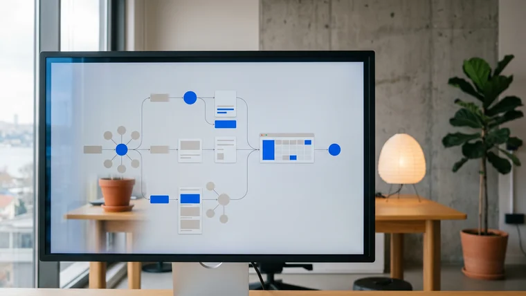 Flat-lay diagram showing organic, paid, and content workstreams feeding one social media content calendar